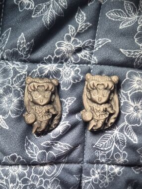 Make An Offer! Silver Sheen Obsidian Sailor Moon Charms - Pair